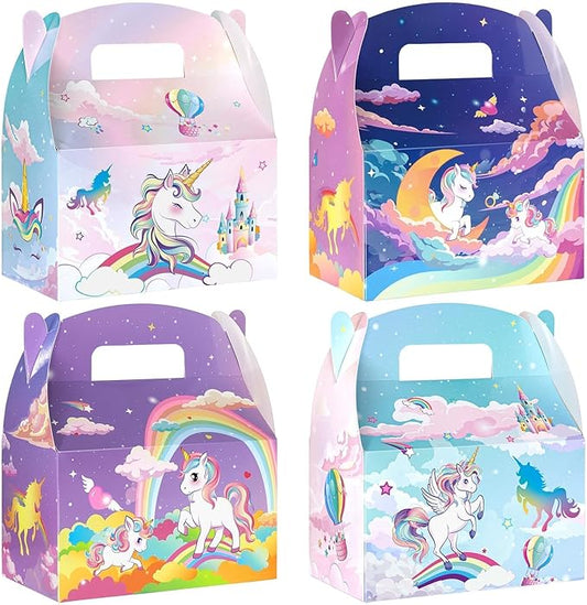 WERNNSAI Unicorn Party Favor Boxes - 12 Pcs Rainbow Unicorn Gift Boxes Girls Birthday Party Supplies Rainbow Horse Treat Boxes for Kids Girls Birthday Decoration