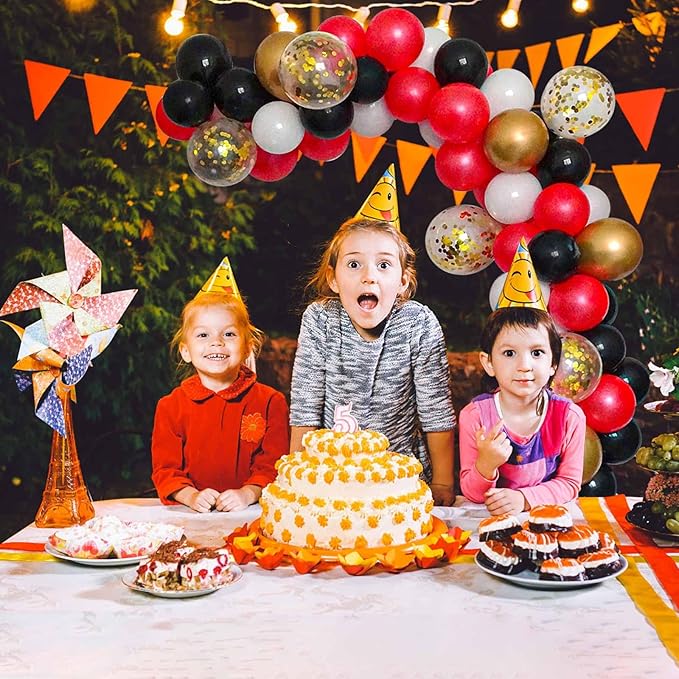 DIY Balloon Arch & Garland Kit, 113Pcs Party Balloons Decoration Set, Gold Confetti Balloons & Gold Red Black White Latex Balloons for Baby Shower, Wedding, Birthday, Graduation Party