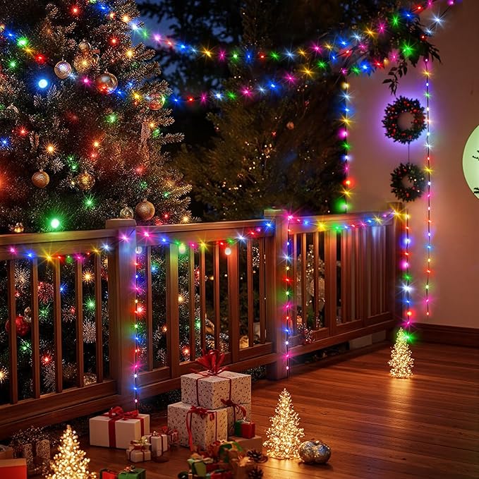 Larkvue 394FT 1200 LEDs Christmas Lights with Remote, Waterproof Dimmable 8 Modes Twinkle Fairy Rope String Lights with Timer for Xmas Tree-Multicolor