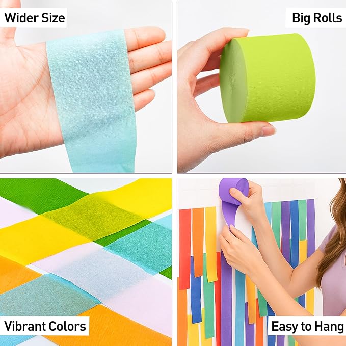 Oun Nana Dark Green Crepe Paper Streamers Party Decorations, 6 Rolls 738 Ft Party Streamers for Birthday, Baby Shower, Wedding, Graduation, Backdrops, Ceilings and DIY Crafts
