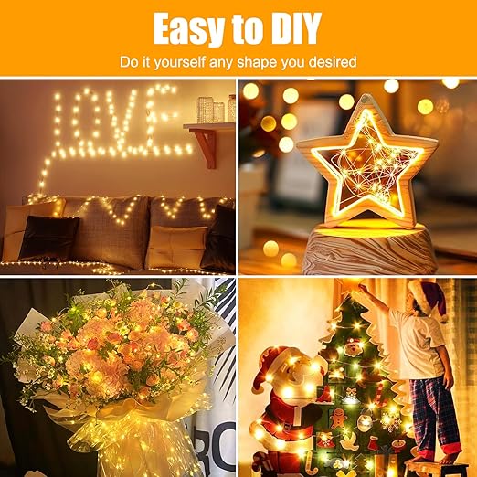 4 Pack Fairy Lights Battery Operated with Remote, 33FT 100LED Waterproof Twinkle String Lights with Timer & 8 Modes,for Indoor Outdoor Patio Garden Wedding Party Christmas Decor-Warm White