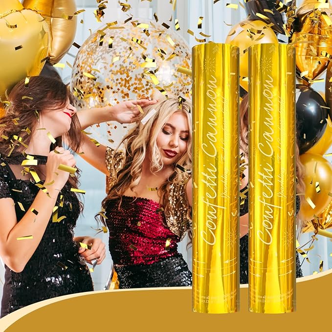 Gold Confetti Poppers [5 Pack] 12 Inch Confetti Cannons | Gold Foil Filled Party Poppers for Weddings, Birthdays, Graduation, New Year & Special Events
