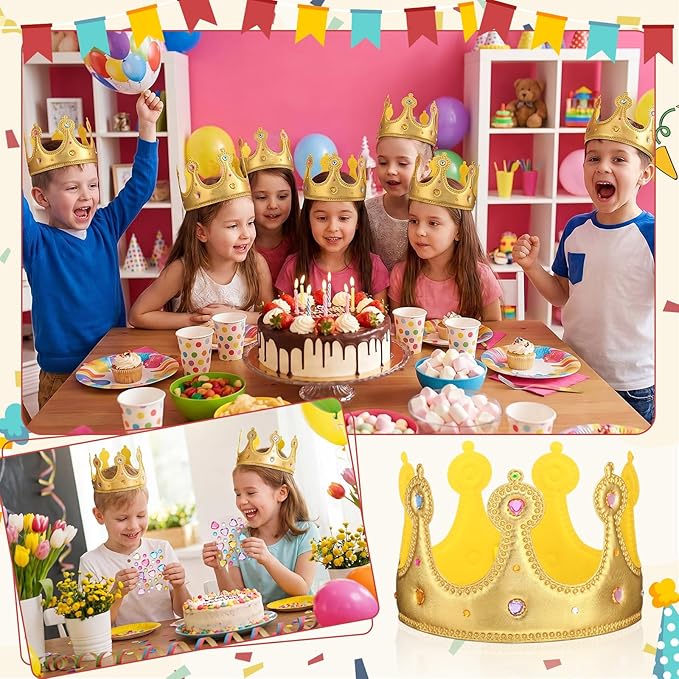 Yaomiao 66 Pieces Foam Princess Tiaras DIY Crowns Kids Party Favors Craft Crystal Diamond Sticker Girls Making Your Own Tiara (66 Pcs,Gold,Gentle Style)
