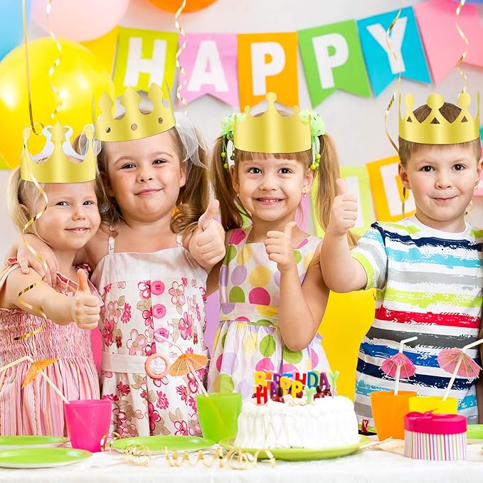 TUPARKA 30 Pcs Paper Crown Golden King Crowns Gold Foil Party Crown Hat Cap for Birthday Celebration Baby Shower Photo Props