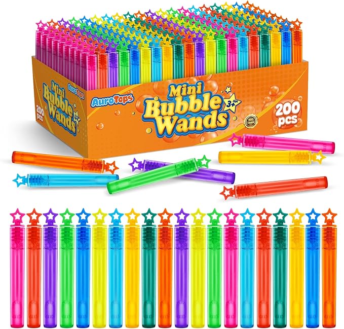 200 Pieces Mini Bubble Wands,Bubble Party Favors Assortment Toys for Kids,Themed Birthday, Halloween, Goodie Bags, Carnival Prizes, Wedding, Bubble Maker Toys for Kids,Outdoor Gifts for Girls & Boys