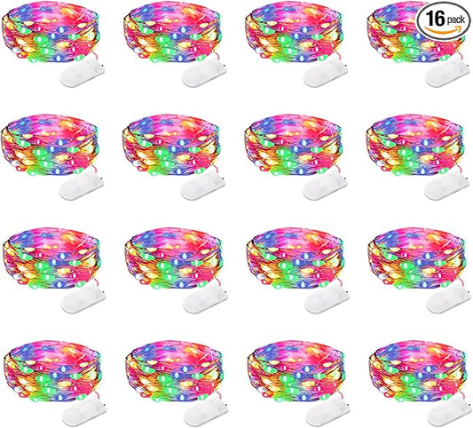 16 Pack 30 Led Fairy Lights Battery Operated String Lights 10 Feet Waterproof Twinkle Lights Mason Jar Lights Silver Wire Fireflyfor Christmas Party Multicolor…