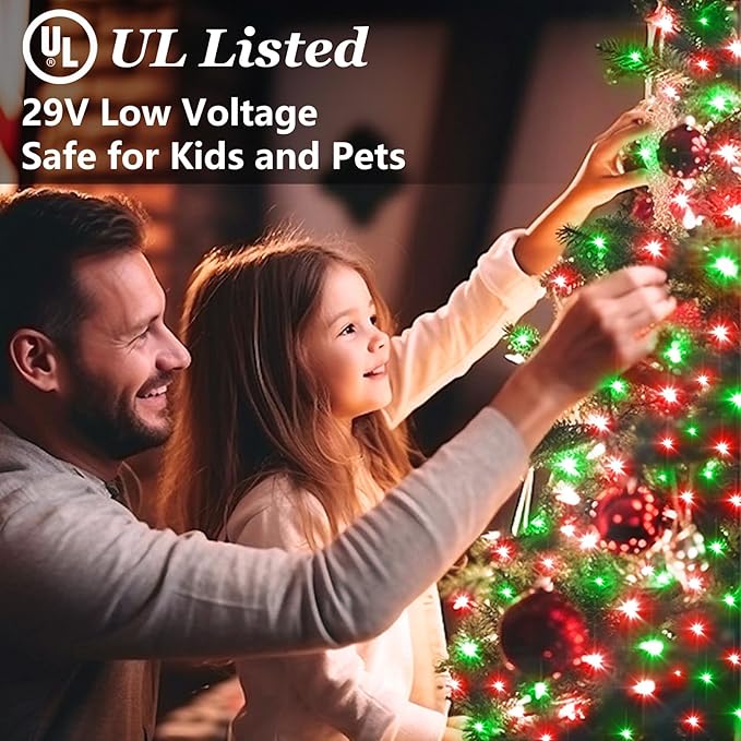 750 LED 240FT Red & Green String Lights, 75FT Green Wire Fairy Lights with 12 Modes Dimmable Timer, Spring Decorations for Home, Christmas Lights Outdoor for Spring Summer Birthday Party Decorations