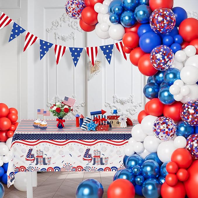 Red White Blue Balloon Garland Arch Kit for 4th of July Independence Day Veterans Memorial Day Baby Shower Birthday Party Baseball Patriotic Theme Party Red White and Blue Decorations
