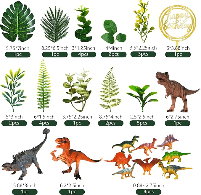 Dinosaur Cake Toppers Artificial Plants Grass Cake Decorations for Dinosaur Theme Jungle Birthday Supplies (Style 2)