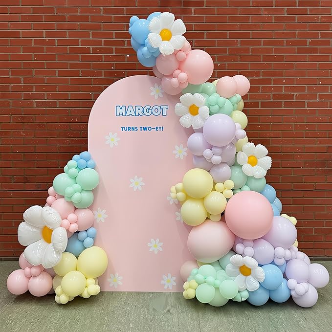 HILAVO Pastel Balloon Arch Kit Macaron Pink Blue Green Purple Yellow Pastel Color Rainbow Confetti Latex Party Balloons Garland for Easter Birthday Baby Shower Graduation Wedding Party Decorations
