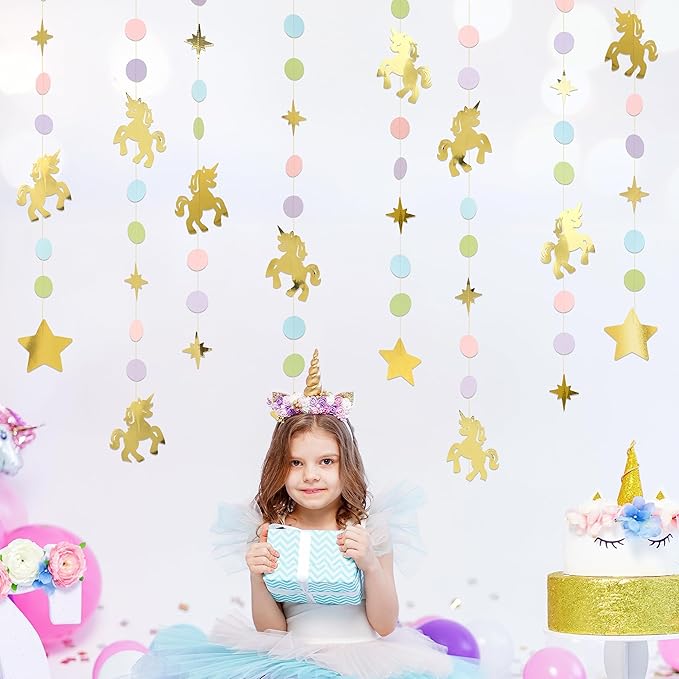 Cheerland Unicorn Garland Unicorn Party Decorations Rainbow Unicorn Birthday Decorations Magical Unicorn Streamers Pastel Girl First Bday Baby Shower Banner Hanging Wall Toddler Party Decoration 4pcs