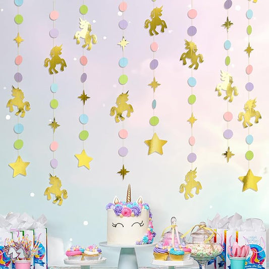 Cheerland Unicorn Garland Unicorn Party Decorations Rainbow Unicorn Birthday Decorations Magical Unicorn Streamers Pastel Girl First Bday Baby Shower Banner Hanging Wall Toddler Party Decoration 4pcs