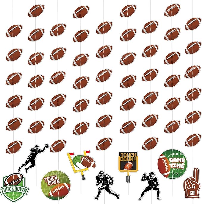 9 Pcs Football Party Decorations Football Garland Banner Pre-Strung Football Hanging Garland Decor for Home Classroom Sports Themed Birthday Party Game Fans
