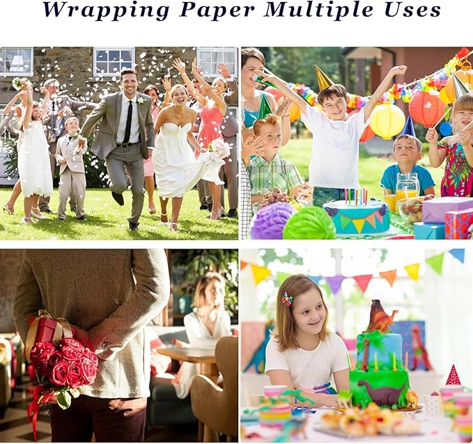 Birthday Wrapping Paper,Gift Wrapping Paper Roll,Kraft Wrapping Paper-17 inch X 32.8 Feet Per roll,Colorful Text Happy Birthday Design Perfect For Boys Girls Birthdays Holiday Wrap, Party, Baby Shower