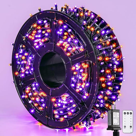 JMEXSUSS 800 LED Orange and Purple Halloween Lights, 272ft Halloween String Lights Outdoor Waterproof, 8 Modes Plug in Twinkle Light for Tree Party Decor