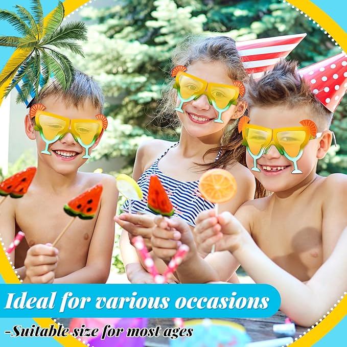 6 Pcs Margarita Funny Sunglasses Party Decor Eyeglasses Hawaiian Sunglasses for Summer Beach Luau Tropical Party(Yellow-green)