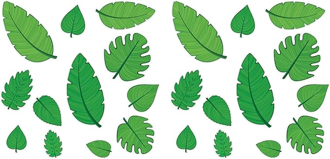 Beistle 53498 Tropical Leaf Cutouts, 24 Piece, 4"-12", Green
