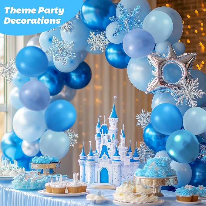 RUBFAC Blue Balloons, Light Blue Birthday Balloons 65pcs Pearl Pastel Party Balloon for Birthday Baby Shower Wedding Frozen Theme Party Decorations