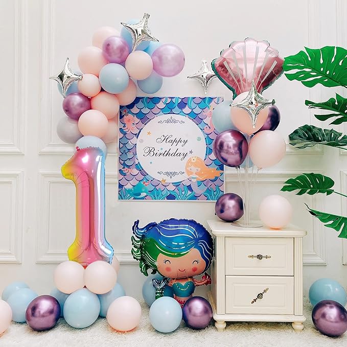 40 Inch Number Balloons 0-9 Rainbow Gradient Large Number 1 Balloons, Digital Balloons for Birthday Party Celebration Decorations, Helium Foil Number Balloons for Wedding Anniversary