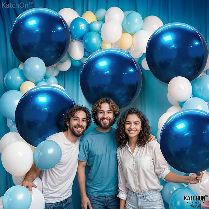 KatchOn, Metallic Blue Balloons - Big 22 Inch, Pack of 6 | Blue Mylar Balloons for Fathers Day Decorations | Graduation Decorations 2026, Blue Party Decorations, Birthday Decorations