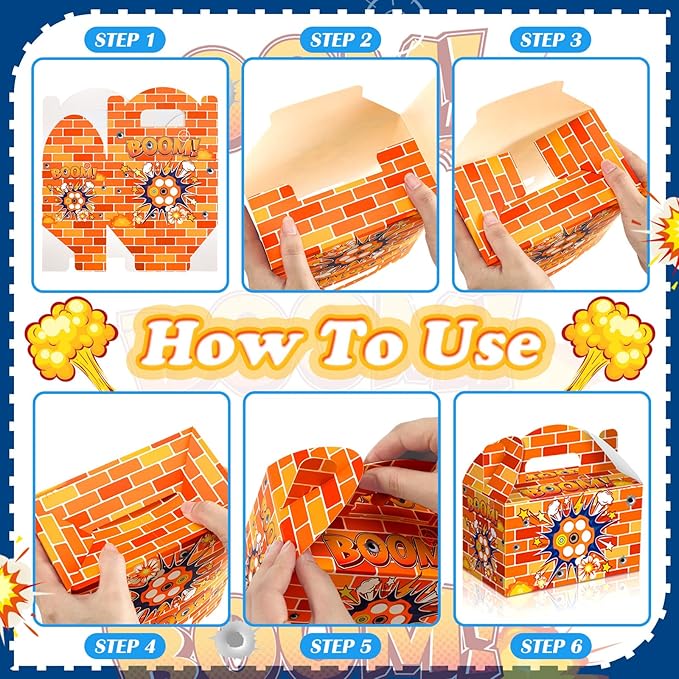 Dunzoom 24 Pcs Dart Birthday Party Supplies Dart Gift Boxes Goodie Candy Treat Cookie Boxes Candy Party Containers with Handles for Theme Birthday Favors Wrapping
