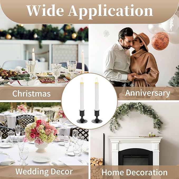 Sziqiqi Candlesticks Holder for Wedding Table Centerpiece - Black Taper Candle Holders Candle Stick Holder Bulk for Christmas Candlelight Dinner Wedding Party Festival Decor Pack of 6