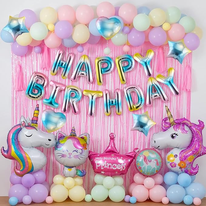 CANREVEL Happy Birthday Banner 13pcs 16 Inch Mylar Foil Letters with 6pcs Star & Heart Balloons Birthday Party Decorations for Kids and Adults - 3D Gradient