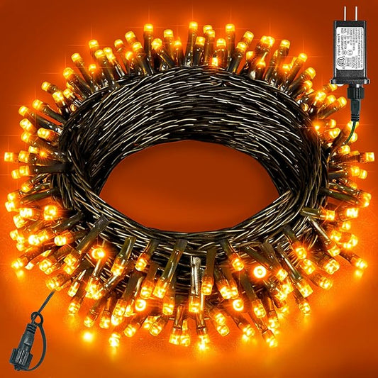 40FT 120 LED Christmas Lights Outdoor, Orange Christmas String Lights Waterproof, 8 Modes Connectable Christmas Tree Lights for Indoor Bedroom Xmas Tree Garden Holiday Decorations