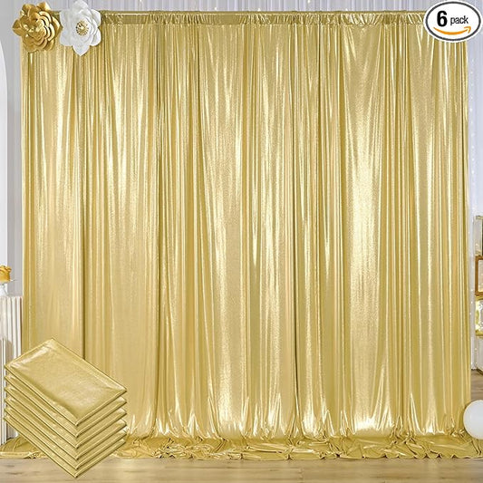 30x10 ft Wrinkle Free Gold Sequin Backdrop Curtain for Parties,Thick Not Fall Glitter Wedding Drape Backdrop,6 Panels 5x10ft Shimmer Photo Wall Back Drop Cloth for Graduation Photography Background