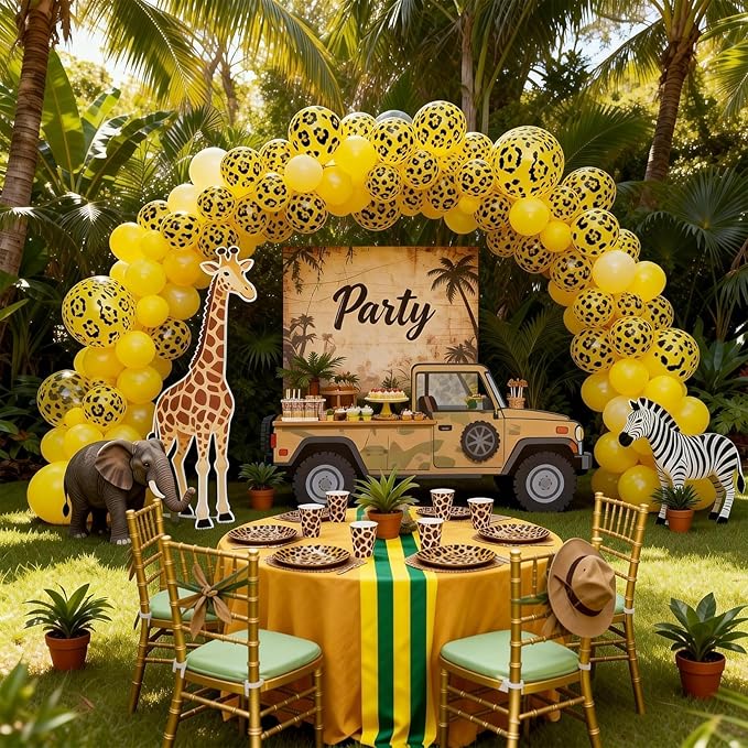 Gold Cheetah Print Balloons, 12 Inch Safari Animal Leopard Print Latex Helium Balloons Jungle Animal Decorations for Kids Wild Wildlife Cheetah Zoo Baby Shower Birthday Theme Party Decorations