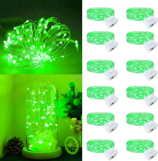 12Pack Fairy Lights Battery Operated, 7ft 20 LED 3 Modes Speed Twinkle Mini String Lights Waterproof Silver Wire Firefly Starry Lights for Mason Jars Wedding Party Christmas Decorations