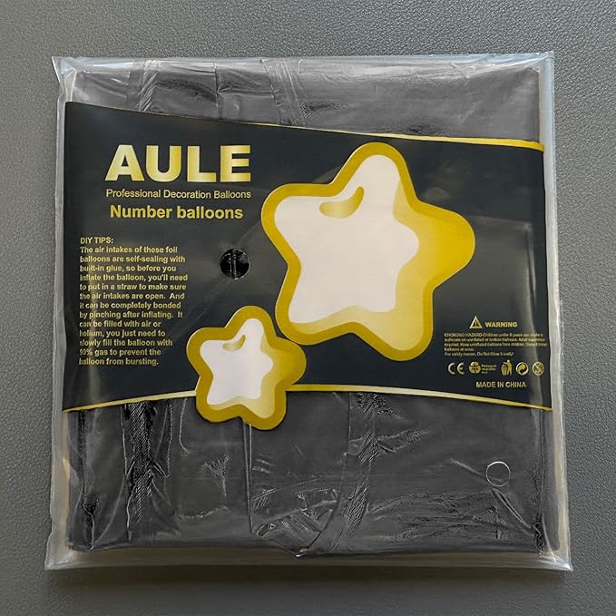 AULE 40 Inch Jumbo Black Foil Mylar Number Balloons for Boy Girl 16th Birthday Party Decorations 16 Years Old Anniversary Party Supplies