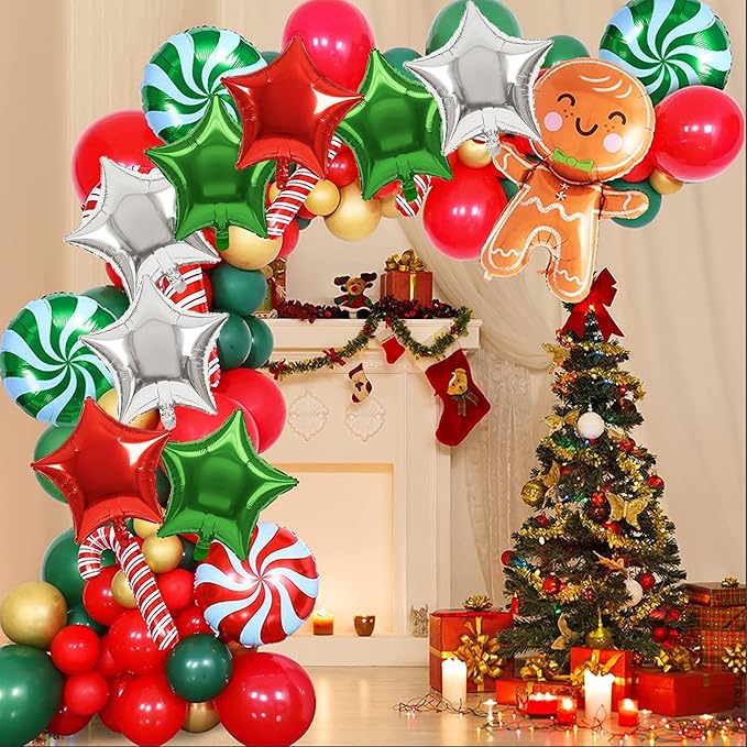 TONIFUL 30Pcs 18 Inch Large Red Green Silver Star Shape Foil Balloons Big Stars Helium Mylar Ballons for Halloween Chrismas Birthday Wedding Baby Shower Anniversary Engagement Party