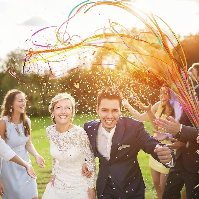 Throw Streamers Hand Throw Confetti Poppers Paper Crackers 10 Pack Magic Paper Cracker Romantic Confetti Streamer for Wedding, Birthday, Party, Graduation, Celebrations, Party Favors