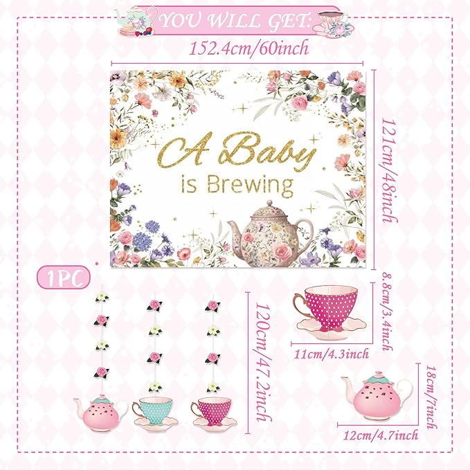 LaVenty Tea Party Decorations Baby Is Brewing Decorations Tea Party Baby Shower Decoration Lets Partea Baby Shower Tea Time Parties Supplies