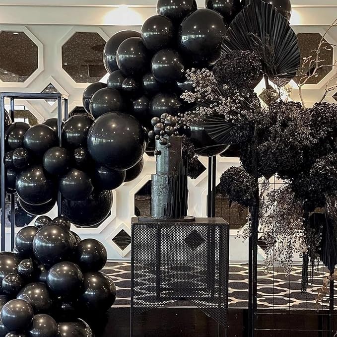 PartyWoo Black Balloons 155 pcs Different Sizes of 18 12 10 5 Inch Black Balloons Arch Kit Garland for Baby Shower Birthday Graduation Casino Gaming Anniversary Race Car Party Decorations Black-Y18