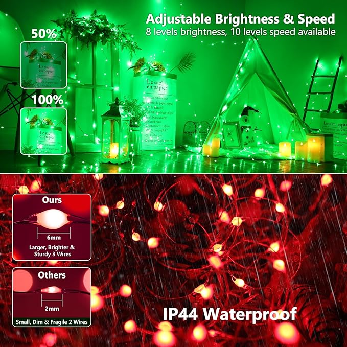 BrizLabs July 4th Fairy Lights, 66ft 200 LED Color Changing Fairy Lights with Remote, Plugin Red White Blue Twinkle Light RGB Rainbow Starry Xmas Light Music Sync for Xmas Halloween Home Party Wedding