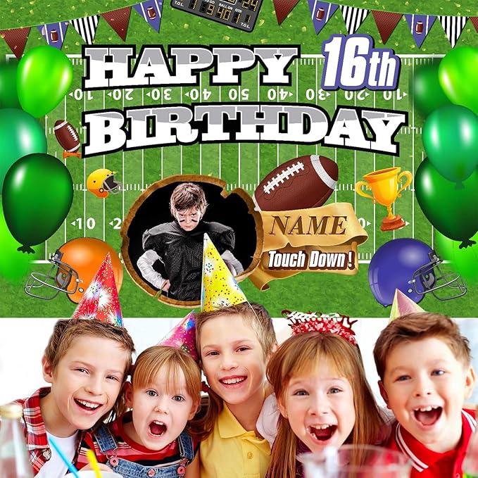 Custom Football Decorations for Party,Personalization Football Birthday Party Decorations,Football Sports Birthday Backdrop Banner Supplies