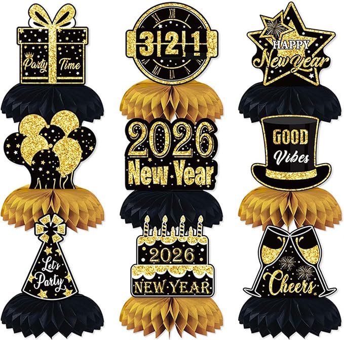 New Years Eve Party Supplies 2026, Pack Of 9 New Years Eve Centerpieces For Tables, Happy New Year Decorations, New Years Eve Table Decorations