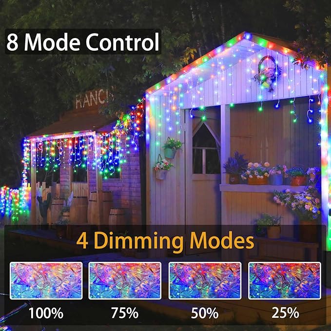 SOSHOT Christmas String Lights Outdoor - 99Ft/30M 1280 LED 8 Modes with Remote Control and App Waterproof Christmas Lights for Patio Yard Garden Wedding Party-Multicolor