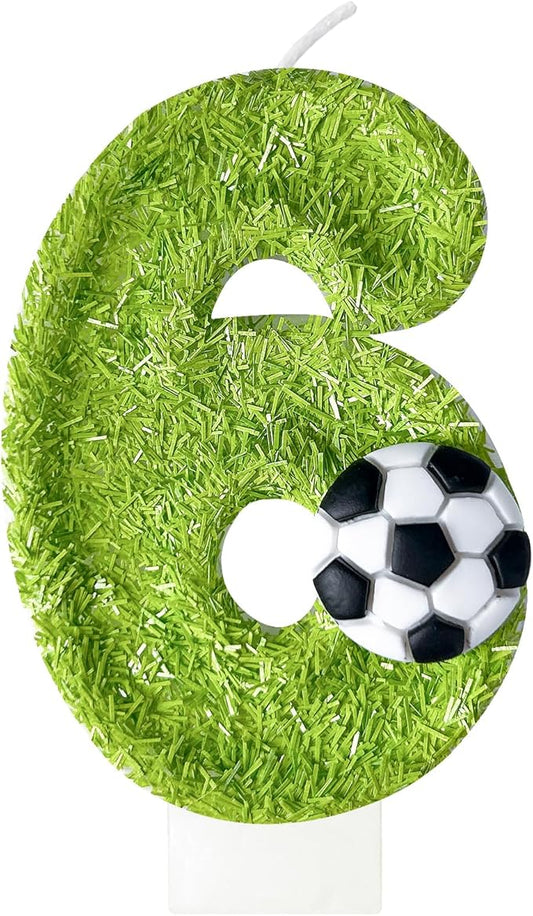 6th Birthday Candles，Soccer Birthday Decorations，Suitable for Girl and boy Cake Toppers, Wedding Cakes, Anniversaries, Party Celebrations, Birthday Decorations