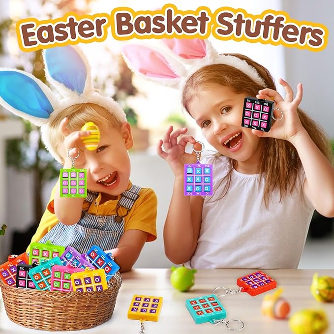 16PCS Tic Tac Toe Game Birthday Party Favors Goodie Bags Stuffers for Kids 3-5 4-8 8-12 Summer End of Year Student Gifts from Teacher Classroom Treasure Carnival Prize Box Return Gift Pinata Keychain
