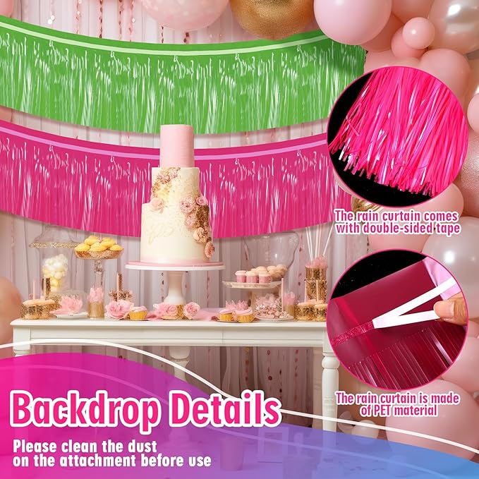 Tegeme 4 Packs 40 Feet Glow in The Dark Foil Fringe Garland Tinsel Streamers Neon Party Supplies Curtains Photo Booth Prop Backdrop Streamer for Holiday Neon Party Decorations