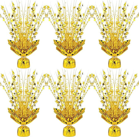 6 Pack Metallic Foil Spray Centerpiece Star Table Decoration Burst Table Centerpieces for Birthday Weddings Anniversaries Christmas New Year Holiday Party Supplies Decor (Gold)