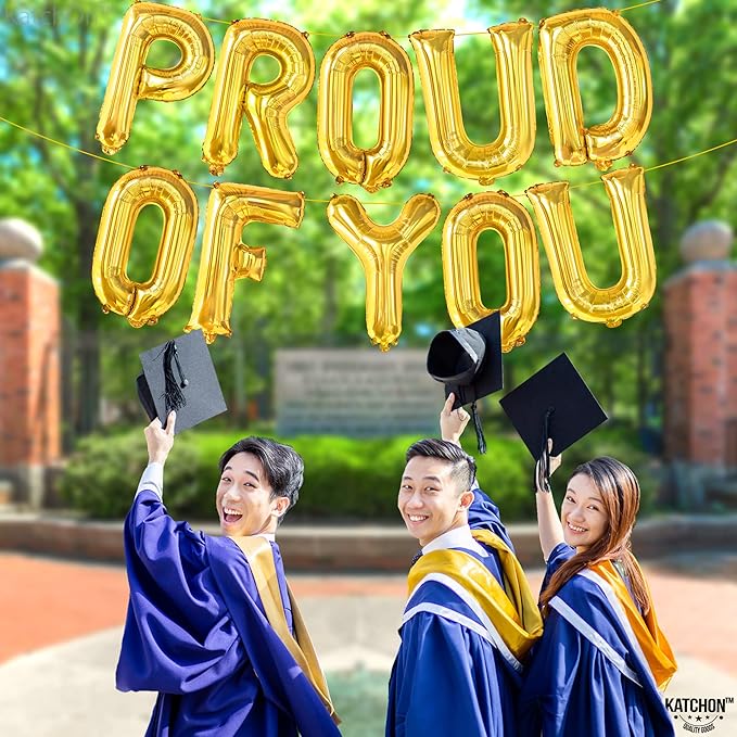 Gold Proud of You Balloons - 16 Inch, Mylar Foil Balloon Banner For Graduation Party Decorations, We Are So Proud Of You Balloon Banner For Graduation Decorations 2026, Graduation Party Decor, KatchOn
