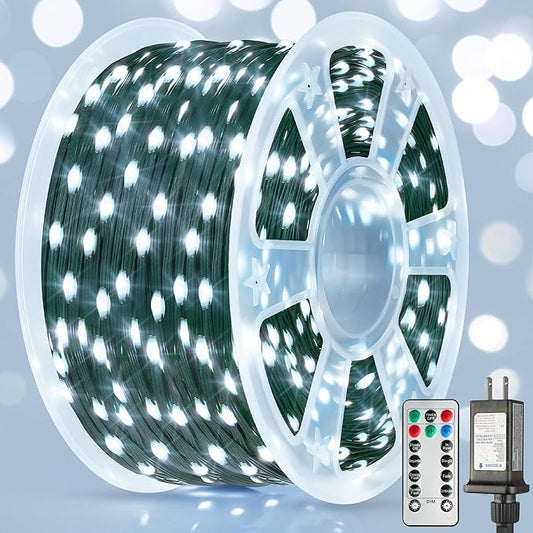 Larkvue 492FT 1500 LEDs String Lights with Remote, Dimmable 8 Modes Timer & Memory Function Fairy Rope Light for Christmas Tree Indoor Decor-Cool White