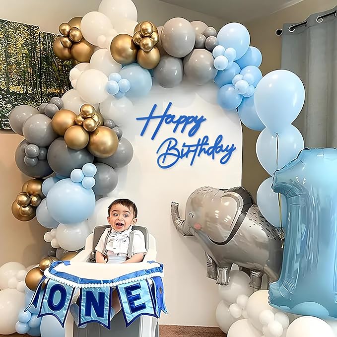 Happy Birthday Sign for Backdrop - Felt Happy Birthday Letter Sign for Balloon Arch Birthday Party Balloon Arch Backdrop Decorations for Birthday Party Baby Shower - Blue