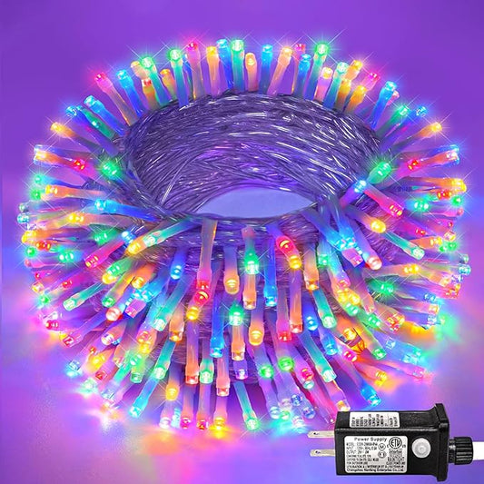 250 LED Christmas Lights Indoor Outdoor 82ft Christmas String Lights Indoor 8 Modes Clear Wire, Plug in Twinkle Fairy Lights for Bedroom Tree Christmas Decorations, Multicolor