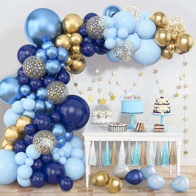 Amandir 153pcs Light Blue Balloons Arch Garland Kit Different Sizes 18 12 10 5 Inch Pastel Baby Blue Latex Balloon for Boys Birthday Baby Shower Wedding Anniversary Gender Reveal Party Decorations