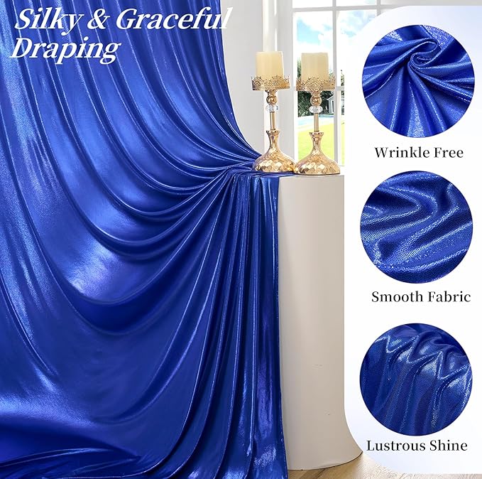10ftx10ft Royal Blue Sequin Backdrop Curtain for Parties, Wrinkle Free Thick Glitter Sparkle Photo Backdrop Drapes 2 Panels 5x10FT Shimmer Back Drop Cloth for Wedding Birthday Photography Background